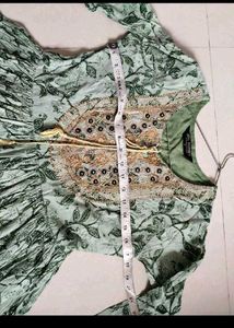 Green Printed Kurta Set with sharara and Dupatta