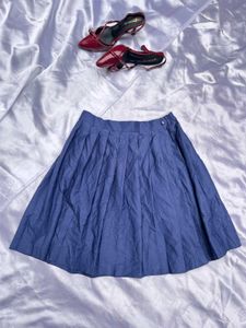 Blue Pleated Skirt