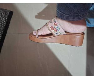 Embroidered Wedge Sandals