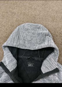 Gray Textured Zip-Up Hoodie