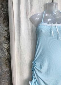 Cute Ruched Mini Dress with Cardigan