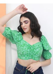 Tokyo Talkies puff sleeve floral print top
