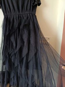 Black Cold Shoulder Tulle Dress
