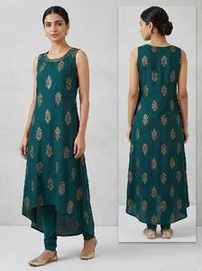Elegant Green Kurta with Gold Print