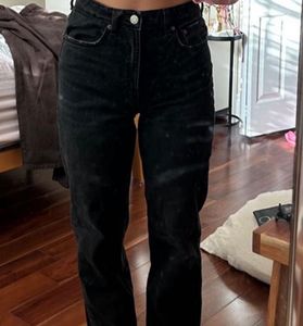 Black High-Waisted Straight Leg Jeans