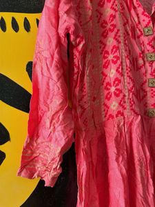 Pink Ethnic Anarkali Kurti