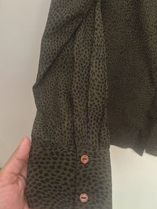 Chic Olive Black Leopard Print Top