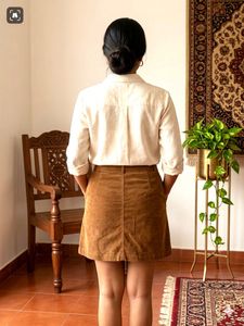 Corduroy Button-Front Skirt