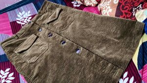 Velvet Button-Down Skirt