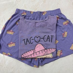 Cute Taco Cat Pajama Set