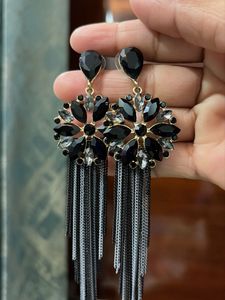 Sparkling Black Chandelier Earrings