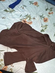 Brown Cut-Out Long Sleeve Top
