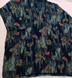 Blue Leaf Print Kurta