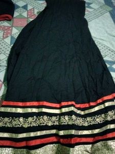 Elegant Black &amp; Gold Anarkali Suit