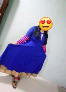 Stylish Blue Kurta with Pink Sleeves