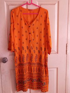 Orange Printed Kurta
