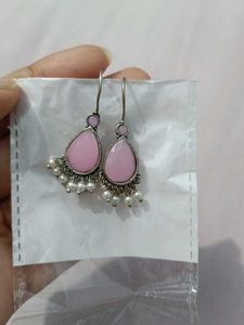 Pink Stone Drop Earrings