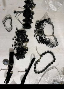 Gothic Black Lace Choker Set