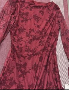 Maroon Floral Velvet Mini Dress