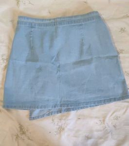 Light Blue Denim Wrap Skirt