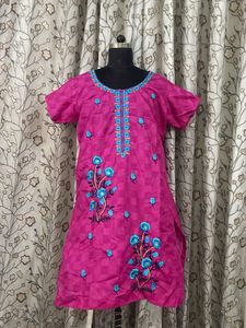 Vibrant Pink Embroidered Kurta