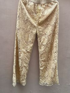 Elegant Gold Lace Palazzo Pants