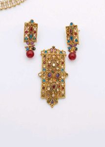 Exquisite Multi-Color Stone Pendant & Earring Set
