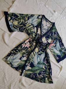 Tropical Print Wrap Robe