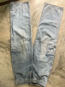 Savana Light Wash Wide Leg Cargo Jeans