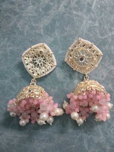 Pink Pearl Maangtika &amp; Earrings Set😍