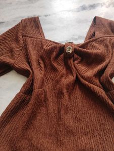 pretty brown square neck top