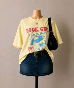 🧸✨Book Girl Summer Oversized Tee ☕💛