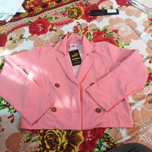 Chic Pink Double-Breasted Blazer