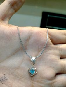 Heartshape Chain Pandent Pure Silver 925