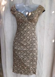 182510. Elegant Lace V-Neck Cap Sleeve Dress