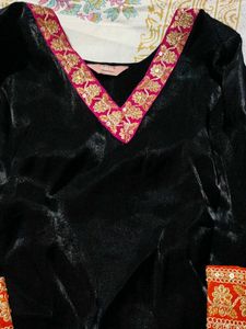 Embellished Black Short Kurti with Palazzo