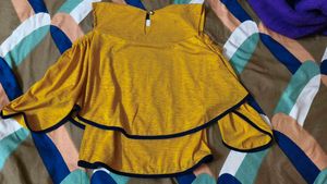 Yellow Cold Shoulder Top