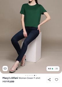 Macy’s Alfani Solid Green T-Shirt