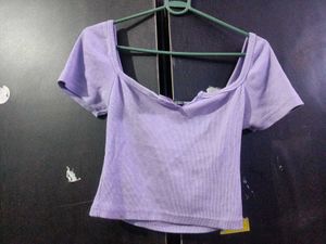 Lavender Ribbed Cropped Top