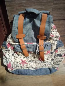Denim & Print Backpack