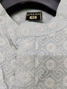 Men's Embroidered Kurta Like New light blue