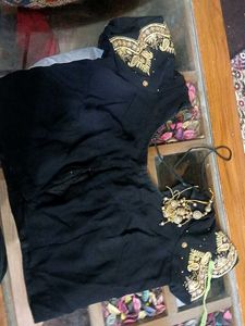 Ready too wear Black Embellished Saree