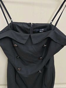 Chic Black Button Detail Dress