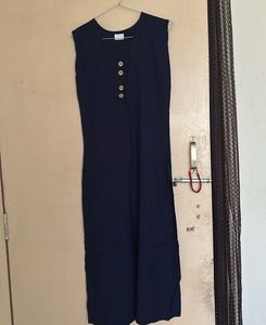 Navy Button-Down Kurti