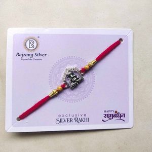 Pure Silver Oxidised Ganesha Ideal CZ Rakhi