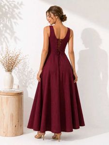 🍷 Elegant Wine-Tone Handcrafted Rare Dress Women