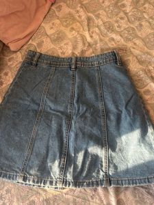Button-Front Denim Mini Skirt