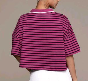 Striped Cropped Polo Teshirt