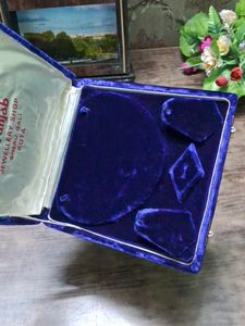 Vintage Blue Velvet Jewelry Box