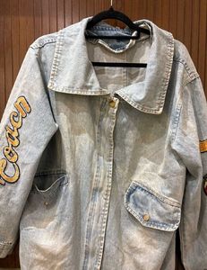 Vintage y2k Embroidered Oversized Denim Jacket 💙✨